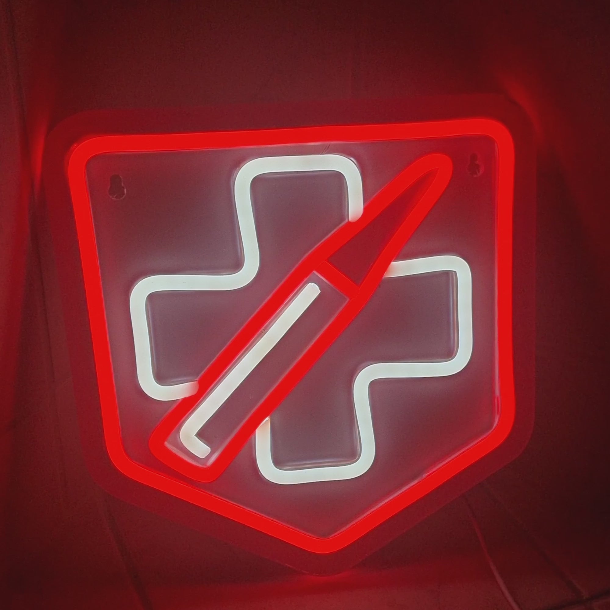 See our Call of Duty Zombies Juggernog LED neon sign in action! Watch how the vibrant red and crisp white LEDs illuminate a dark gaming setup. Features durable backing and pre-drilled holes for easy hanging. Perfect for any CoD fan's game room.